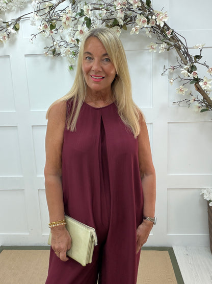 Willow: Sleeveless wide leg jumpsuit. One size: 10-16. 3 colours