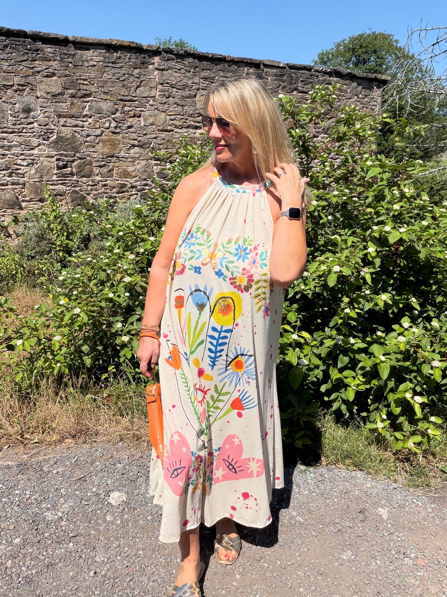 Paloma: Halter neck tropical print maxi dress. One size 12–18. 2 colours