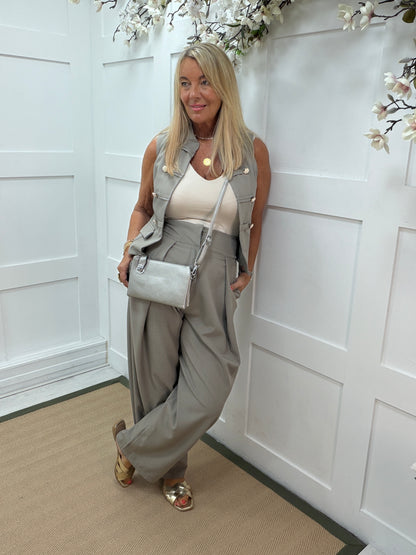 Marika: Military style waistcoat & trouser co-ord set. One size:10-14. 3 Colours