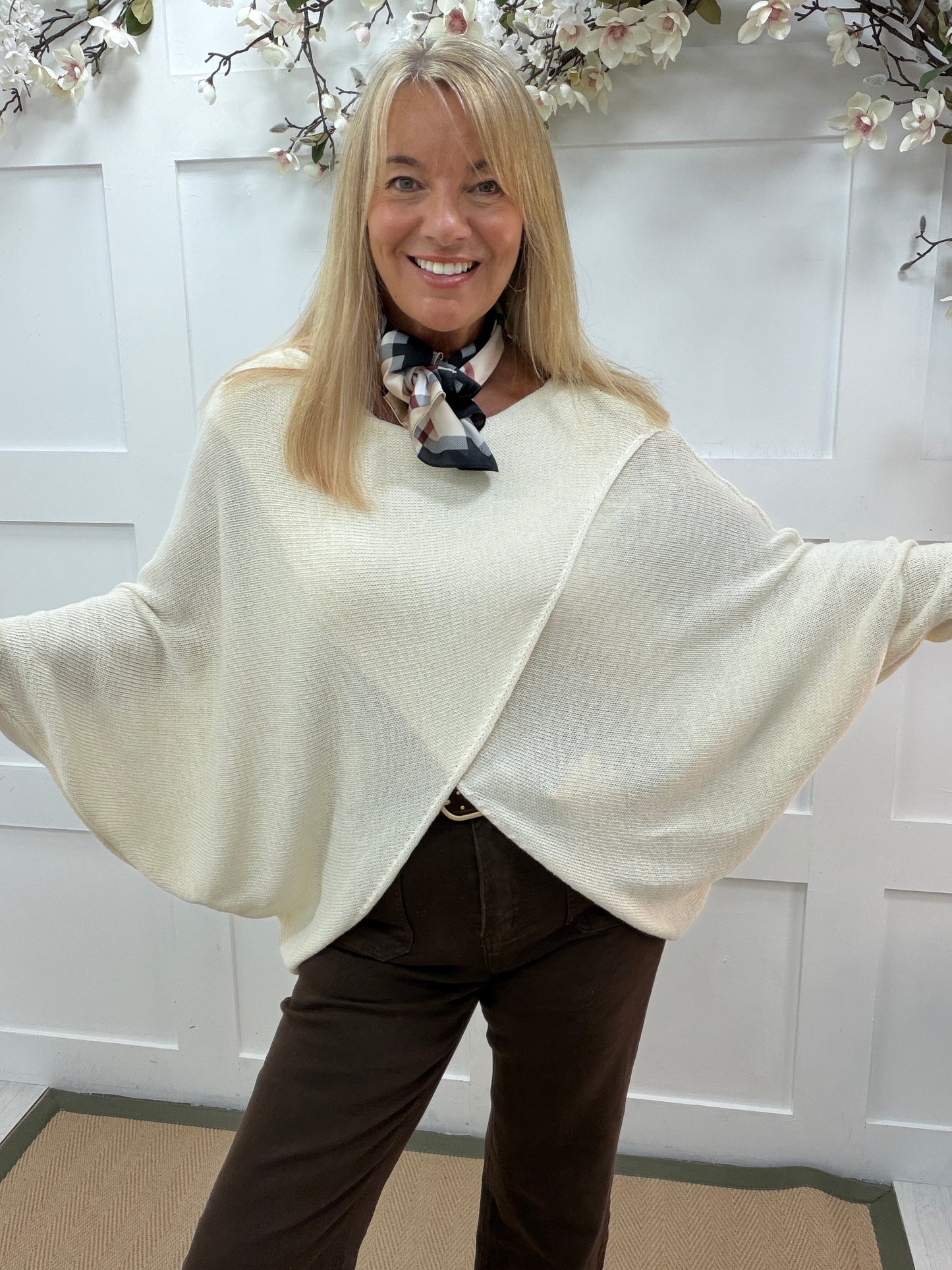 Willow: Long sleeve cotton wrap top. Free size