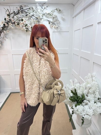 Hassie: Cream teddy bear gilet. One size 16-20
