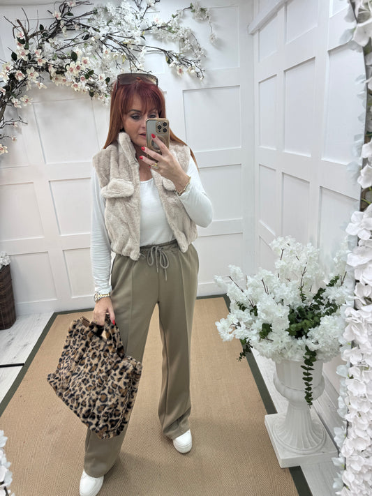 Effie: Cream teddy bear faux fur gilet. One size 8-14