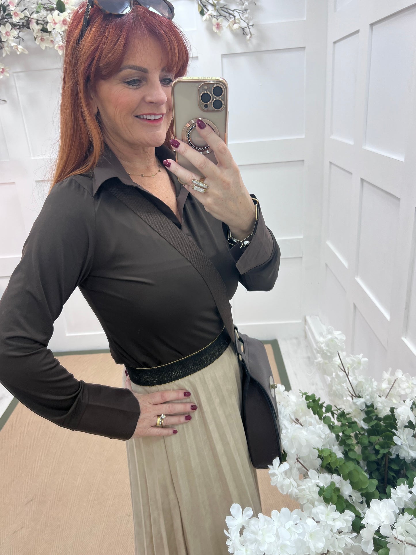 Layla: Chocolate brown cotton layering shirt. 4 sizes