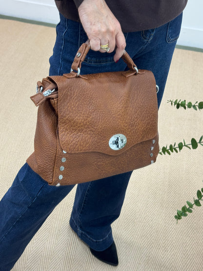 Flora: Large brown studded grab bag
