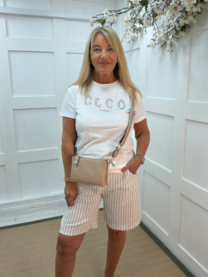 Coco: Diamanté “Coco Paris” top. 2 sizes. 2 colours