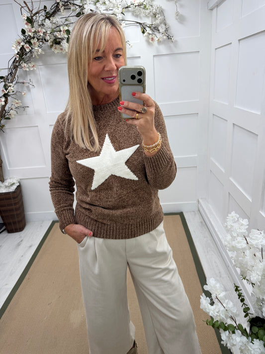 Sara: Soft star knit. One size: 10-16. 4 colours