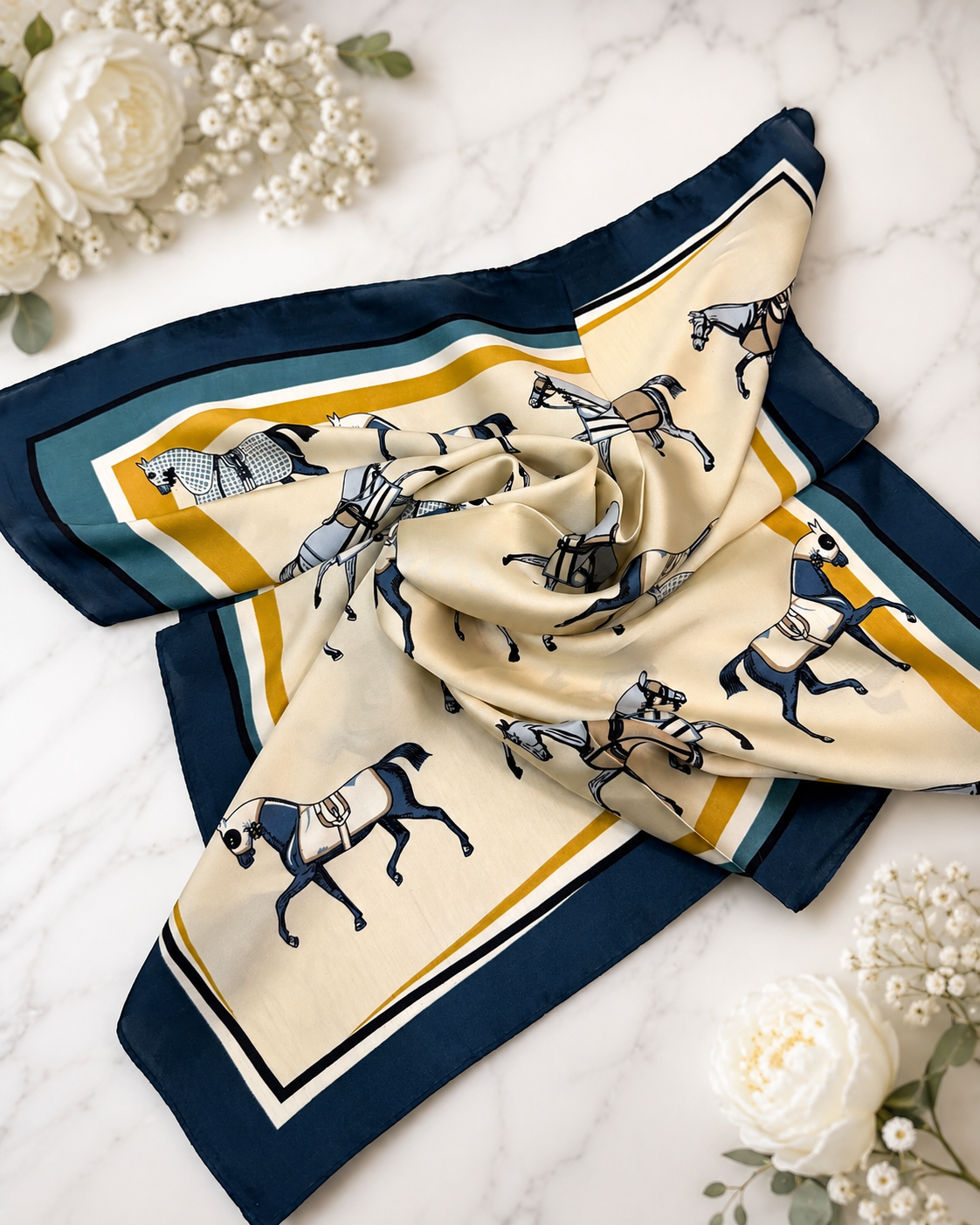 Jett: Silky square equestrian neck scarf. 2 colours
