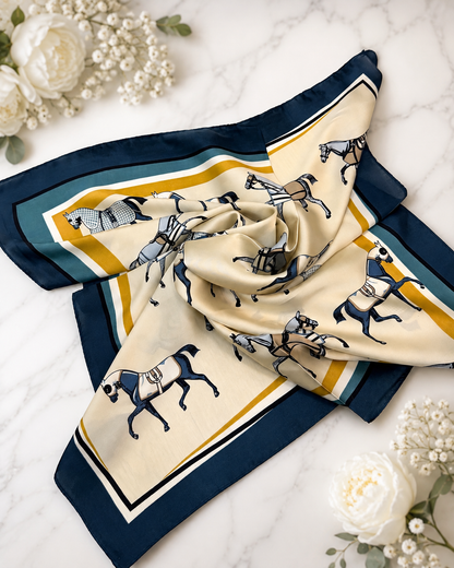Jett: Silky square equestrian neck scarf. 2 colours