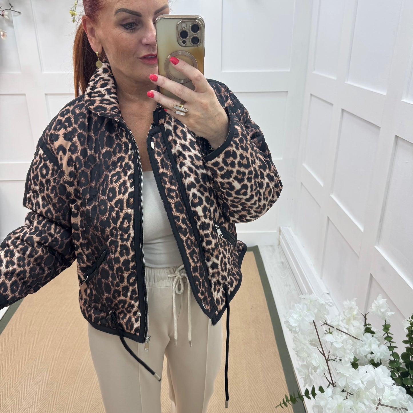 Amara : Leopard print padded jacket. One size: 12-18