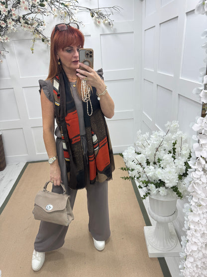 Rae: Brown & orange autumn scarf