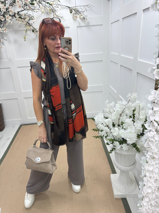 Rae: Brown & orange autumn scarf