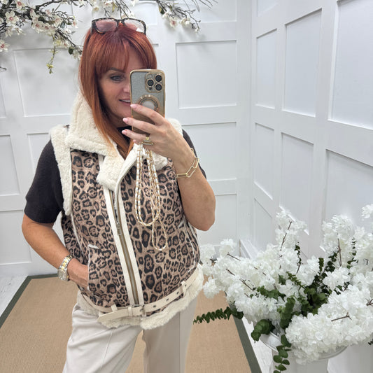 Milly: Leopard print faux fur gilet. 2 sizes