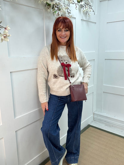 Midge: Beige teddy bear knitted top. 2 sizes