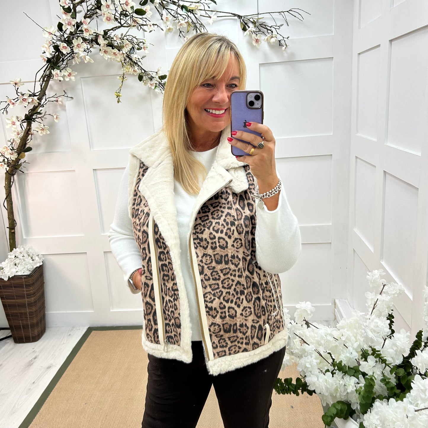 Milly: Leopard print faux fur gilet. 2 sizes