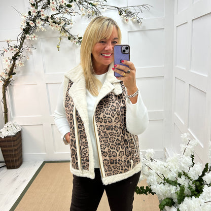 Milly: Leopard print faux fur gilet. 2 sizes