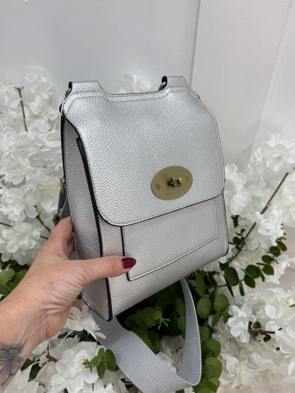 Sasha: Silver cross body satchel bag