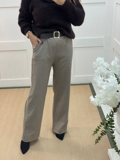 Sofia: Beige and cream check trousers. One size 10-14