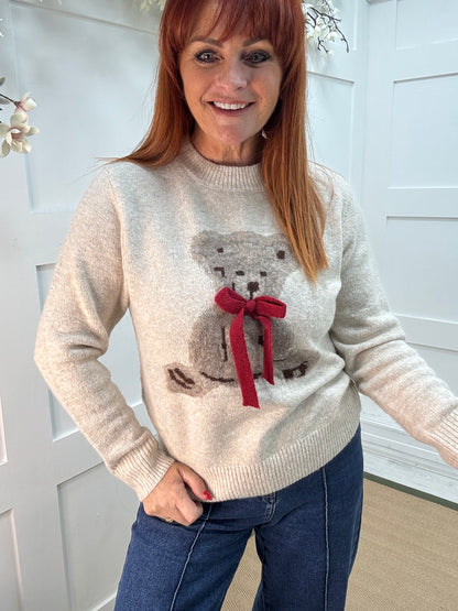 Midge: Beige teddy bear knitted top. 2 sizes
