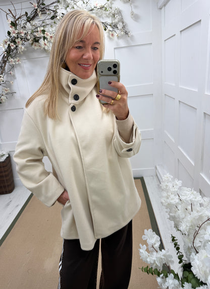 Marlow: Funnel neck coat with pockets. One size 12-18. 4 colours