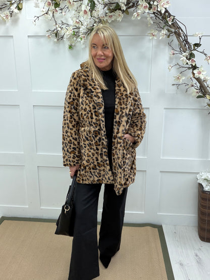 Leighton: Leopard print teddy bear coat. 3 sizes