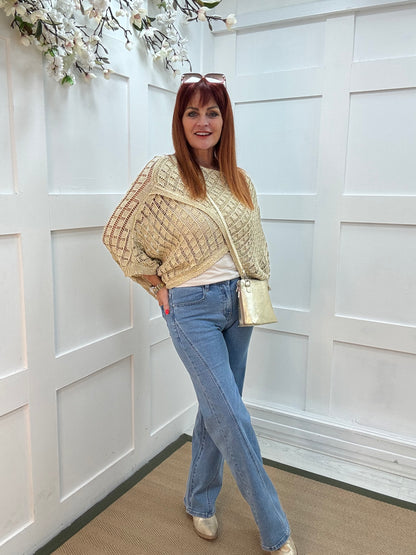 Miley: Denim high rise wide leg jeans. Sizes: 8-16