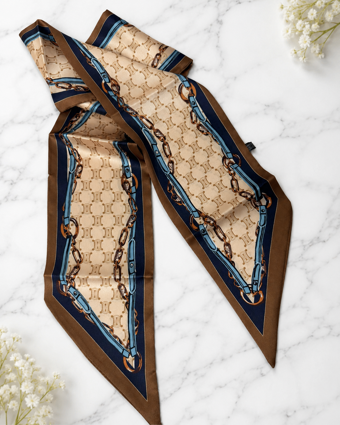 Bria: Designer inspired chain print neck scarf