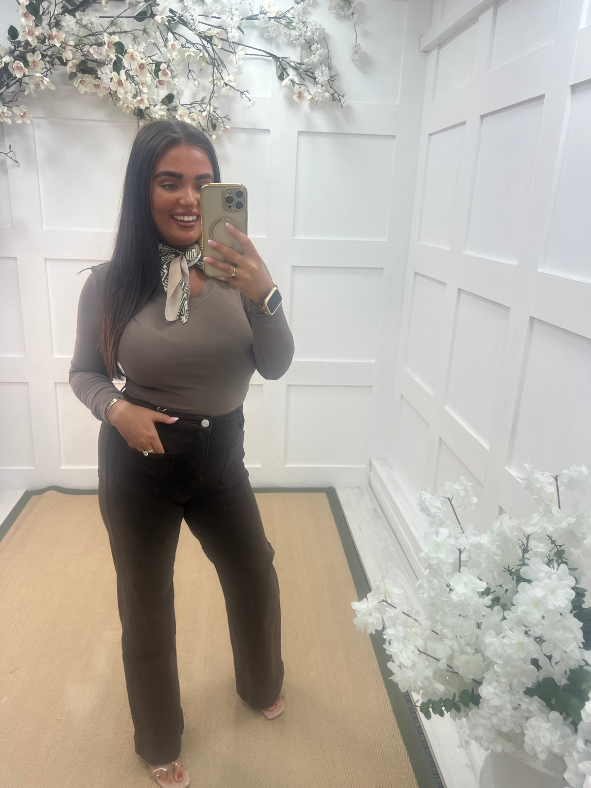 Bobbie: Basic V neck plain long sleeve top . One size: 8-14. 5 colours