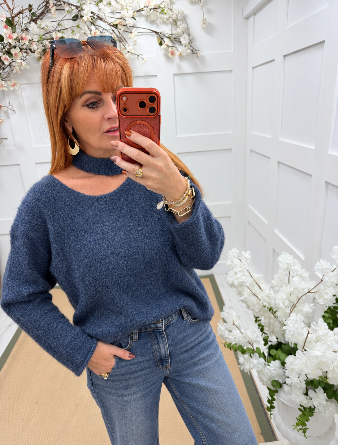 Sloane: Slash neck knit top. One Size: 12-18. 6 colours