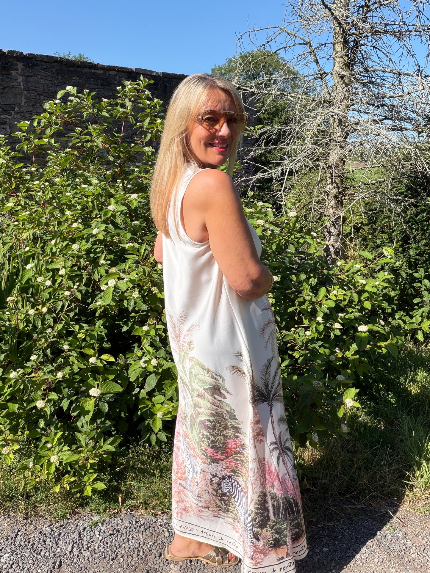 Jenna: Silky jungle print maxi dress. One size 14-18. 4 colours