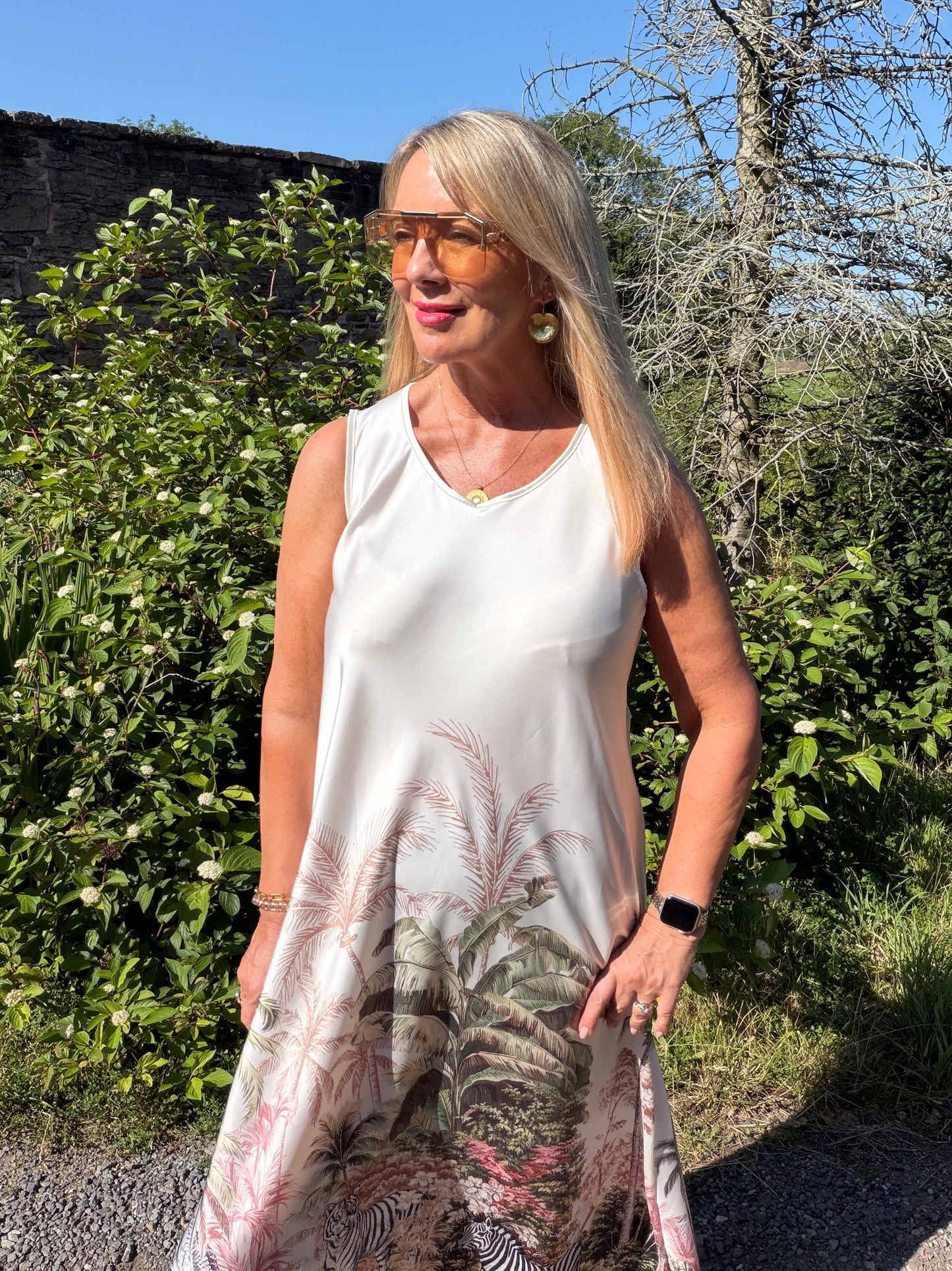 Jenna: Silky jungle print maxi dress. One size 14-18. 4 colours