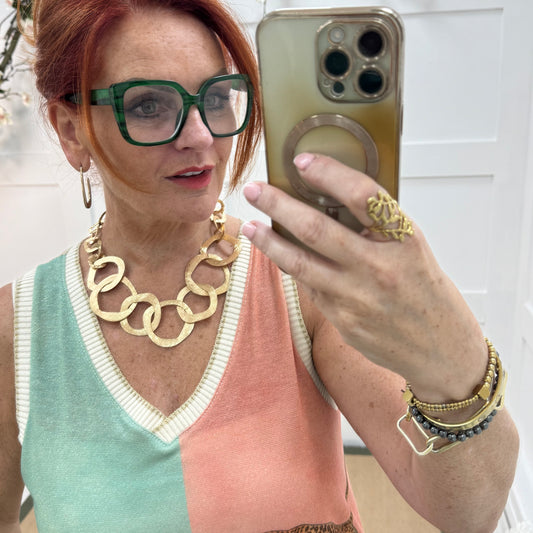 Shona: Gold metal chain statement necklace