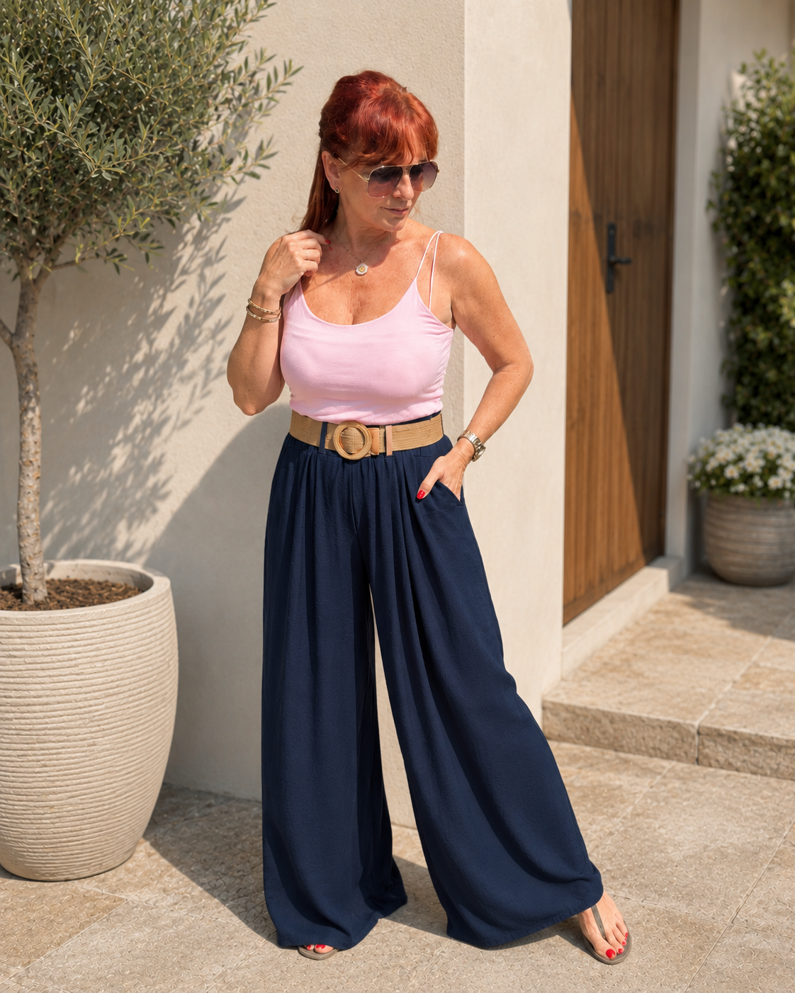 Jolie: Wide leg belted trousers. One size: 10-16. 3 colours