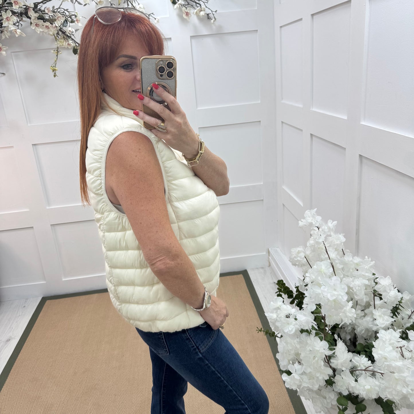 Izzy: Cream short padded gilet. 3 sizes