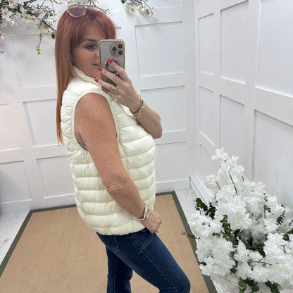 Izzy: Cream short padded gilet. 3 sizes