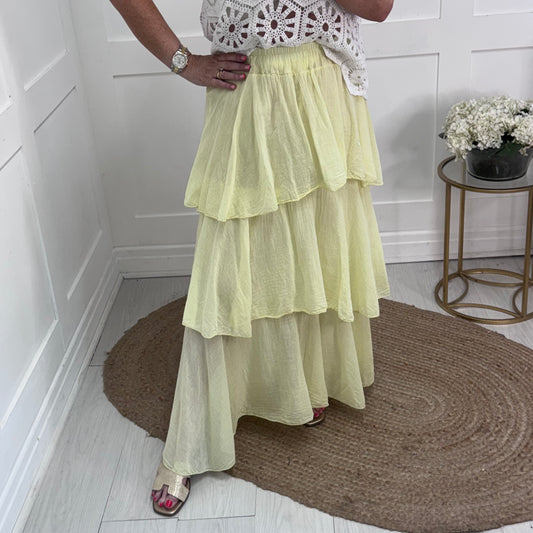 Fliss: Lemon cotton rara skirt. One size: 12-24