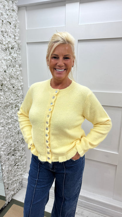 Lucille: Lemon ruffle cardigan. 2 sizes