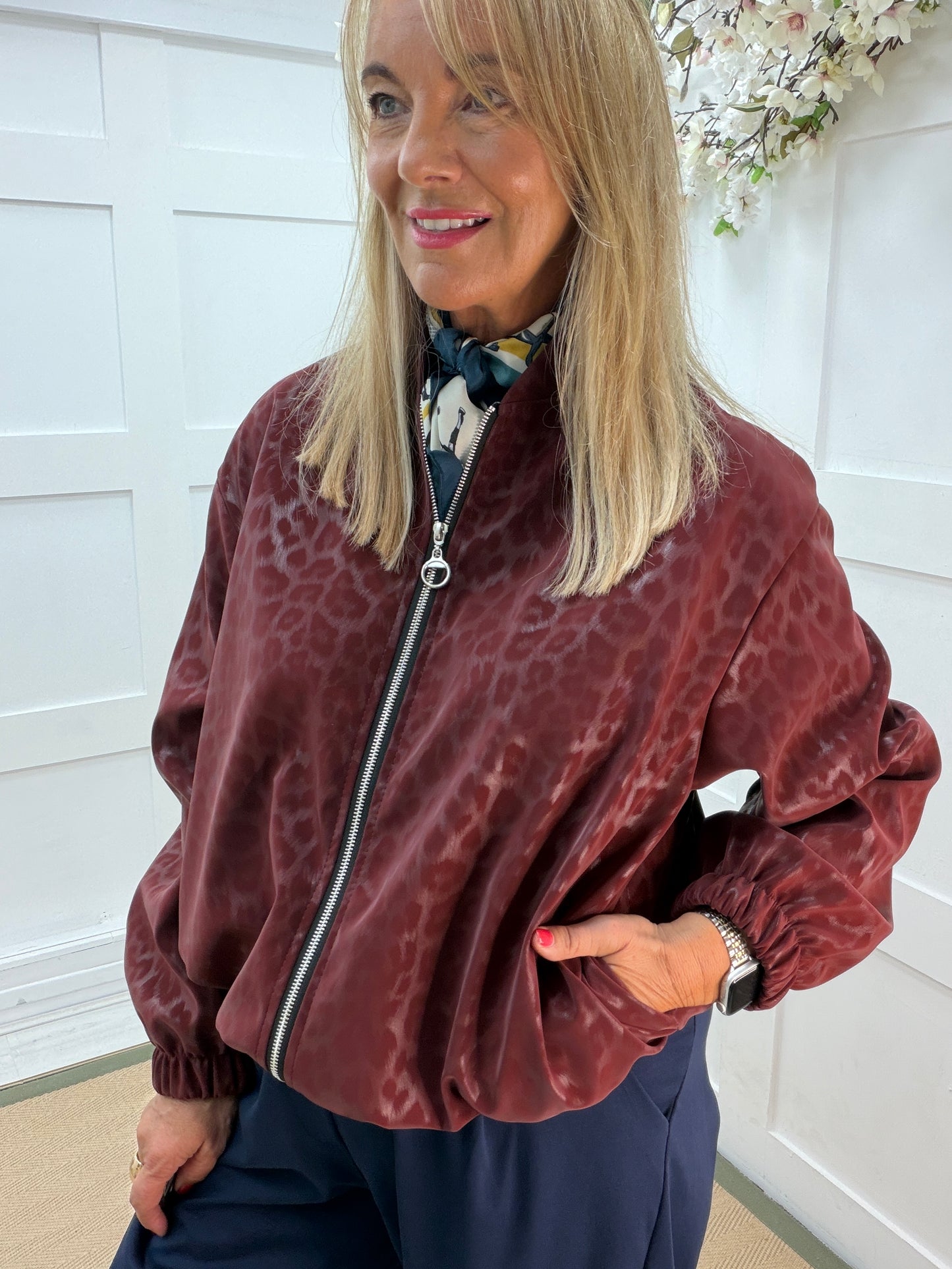 Lucia: Leopard print bomber jacket. One size 14-18. 3 colours