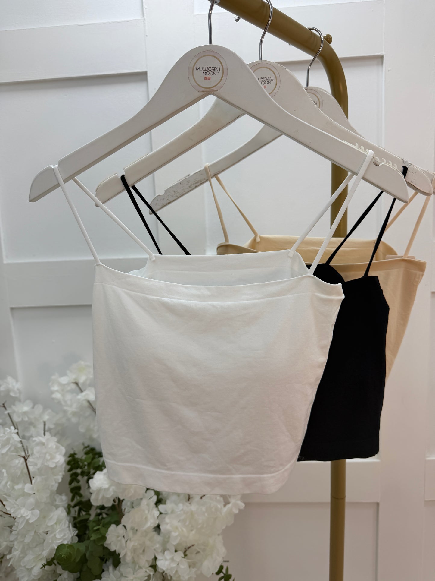 Bella: Padded strappy bralette. One size 8-16. 3 colours