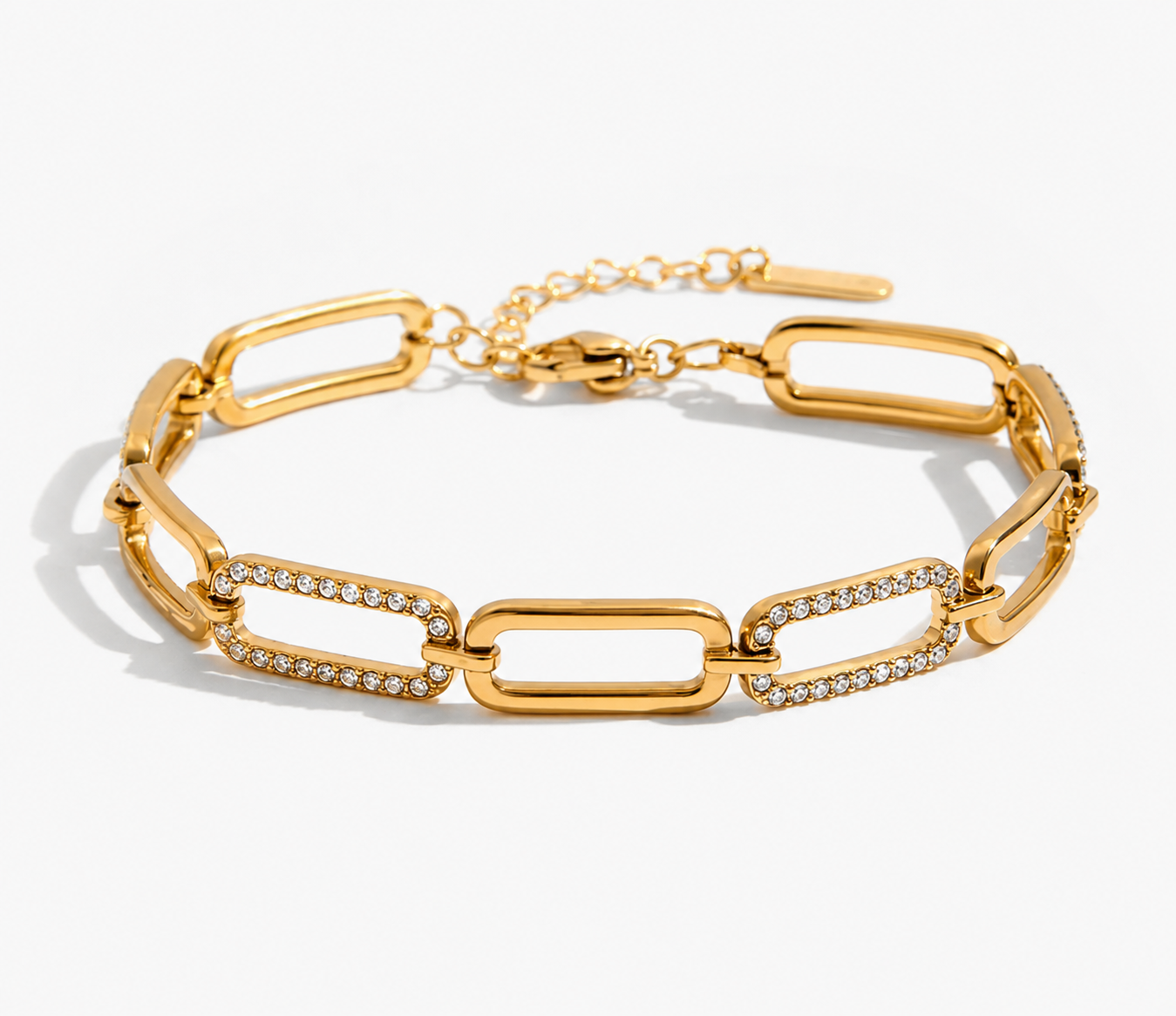 Isla: 18K gold plated diamanté chain bracelet