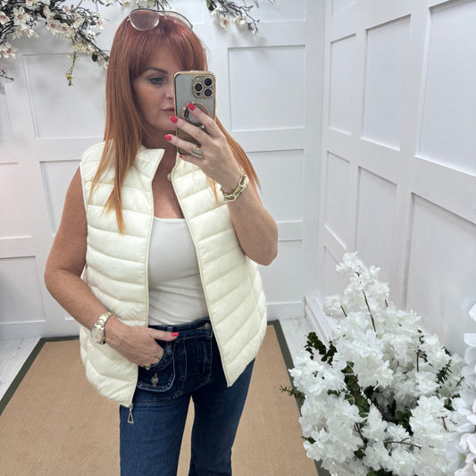 Izzy: Cream short padded gilet. 3 sizes