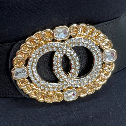 Clare: Large rhinestone oval buckle belt. One size