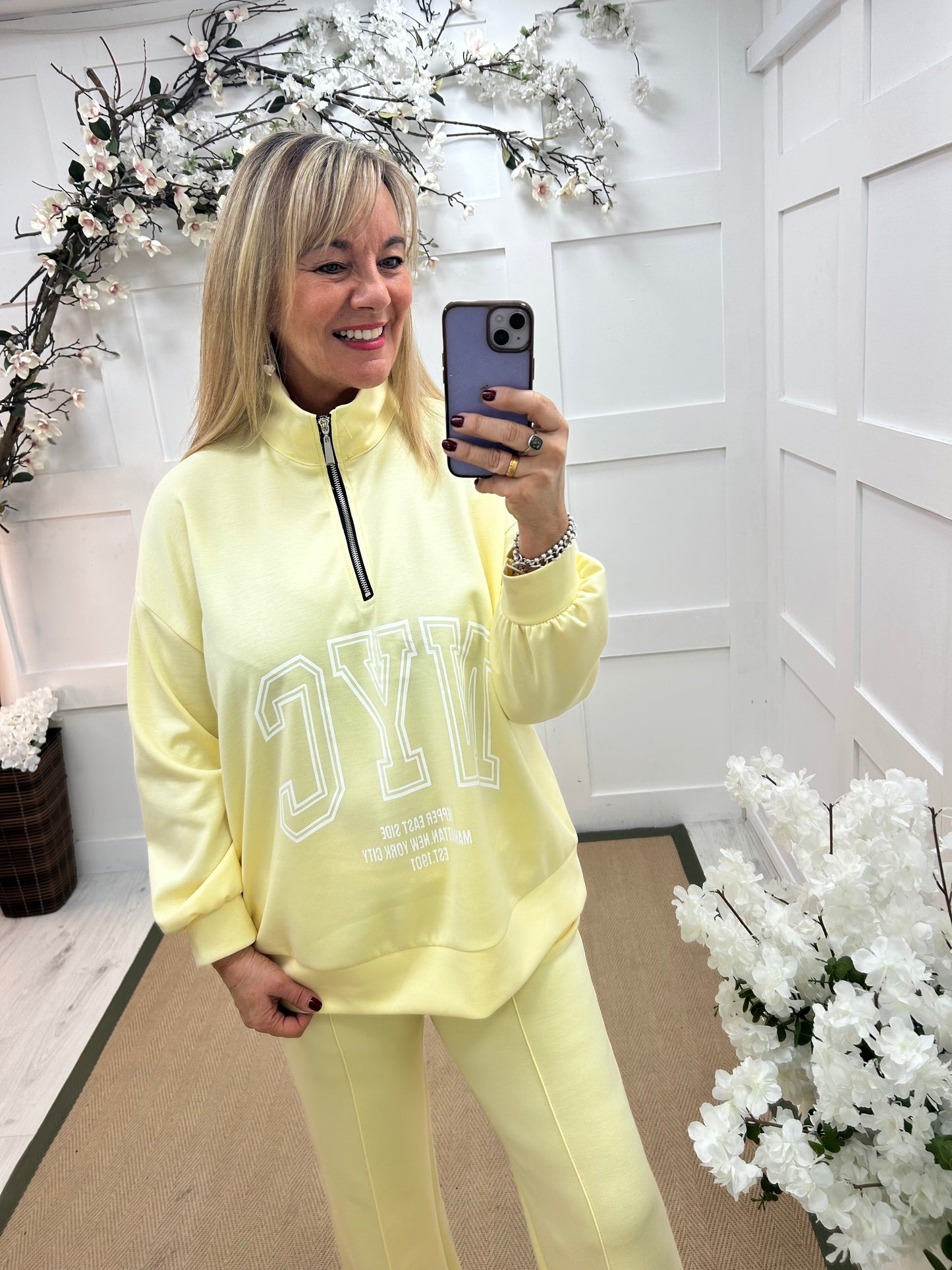 Nyla: Lemon NYC half zip oversized sweater. One size: 14-20