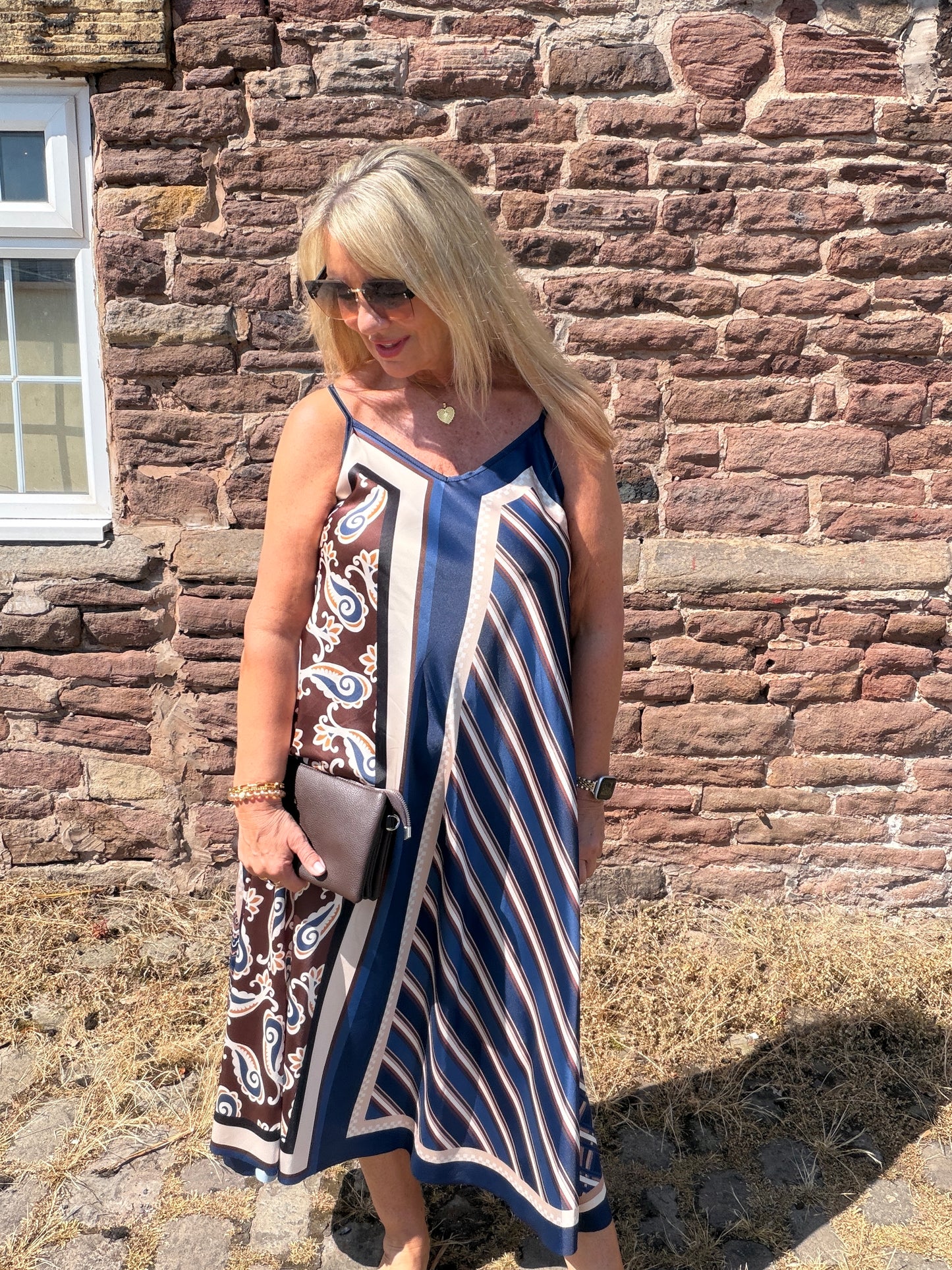 Scarlett: Silky geometric printed maxi dress. One size 10-16. 4 colours