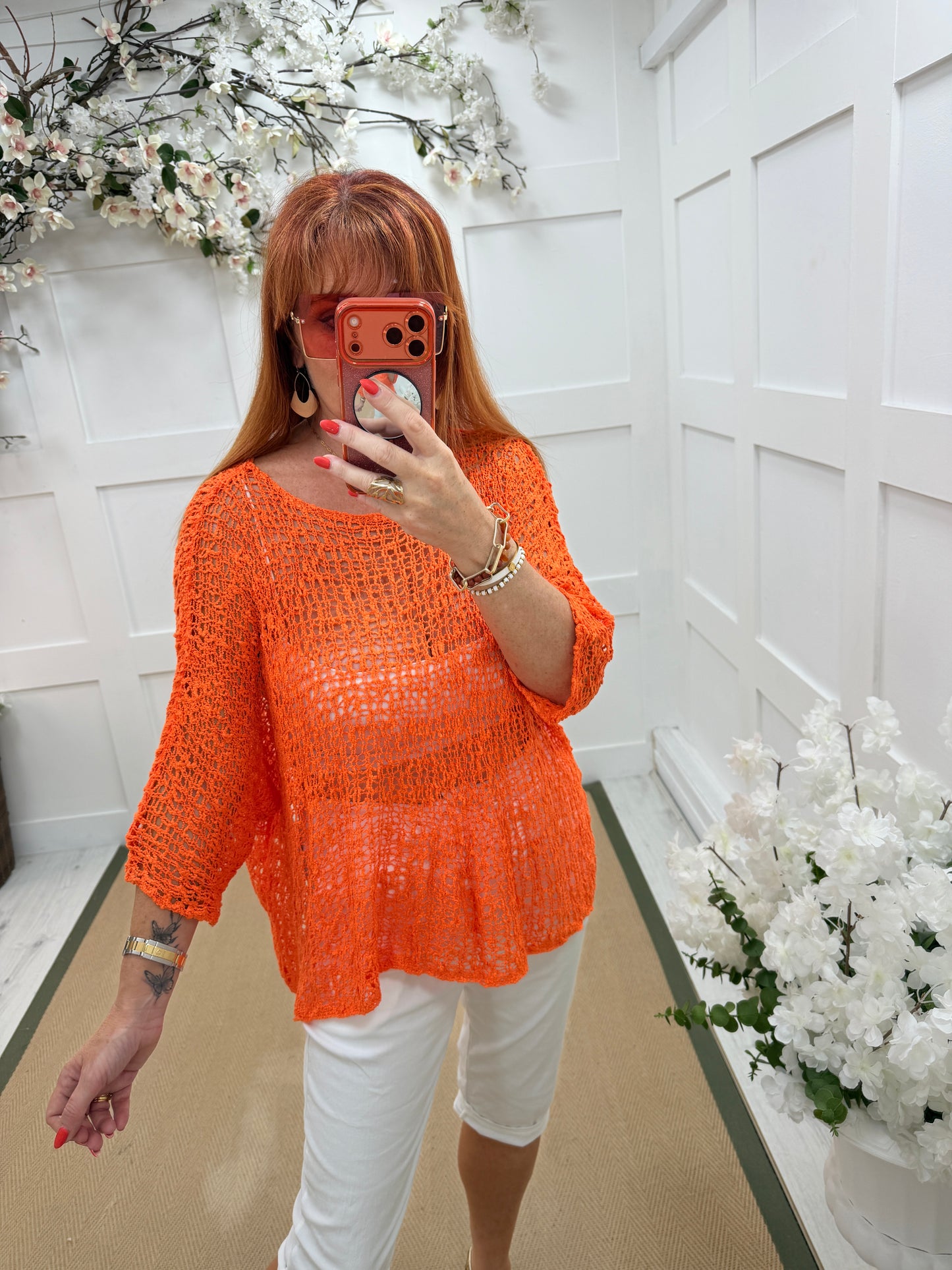 Payton: Popcorn 3/4 sleeve top. One Sz: 12-18/20. 7 colours