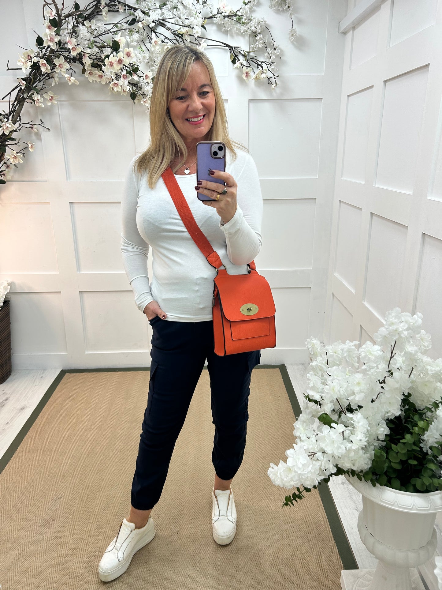 Charley: Navy cargo jogger trousers. Two sizes.