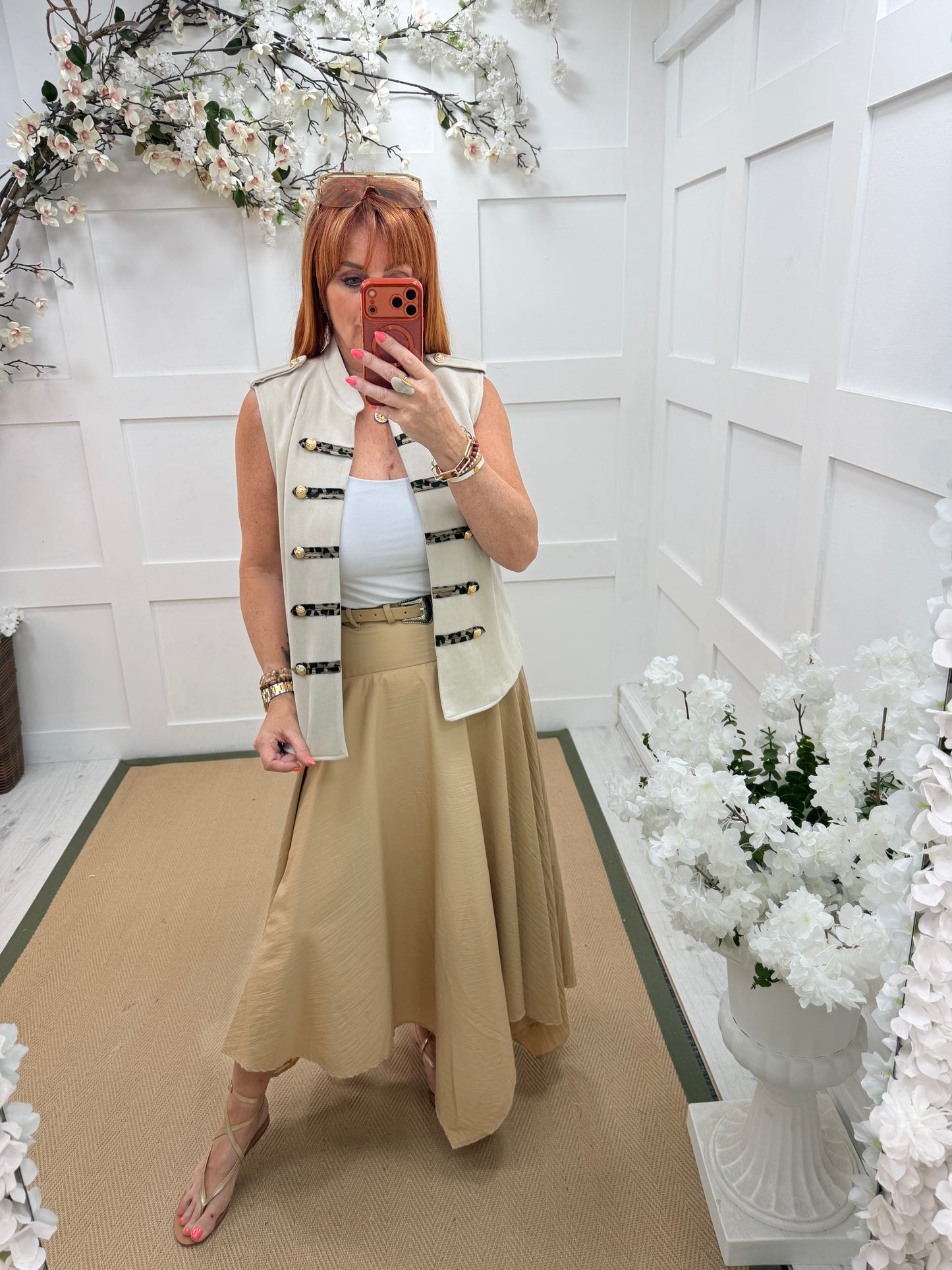 Sandy: Belted bohemian flared maxi skirt. 3 sizes. 2 colours