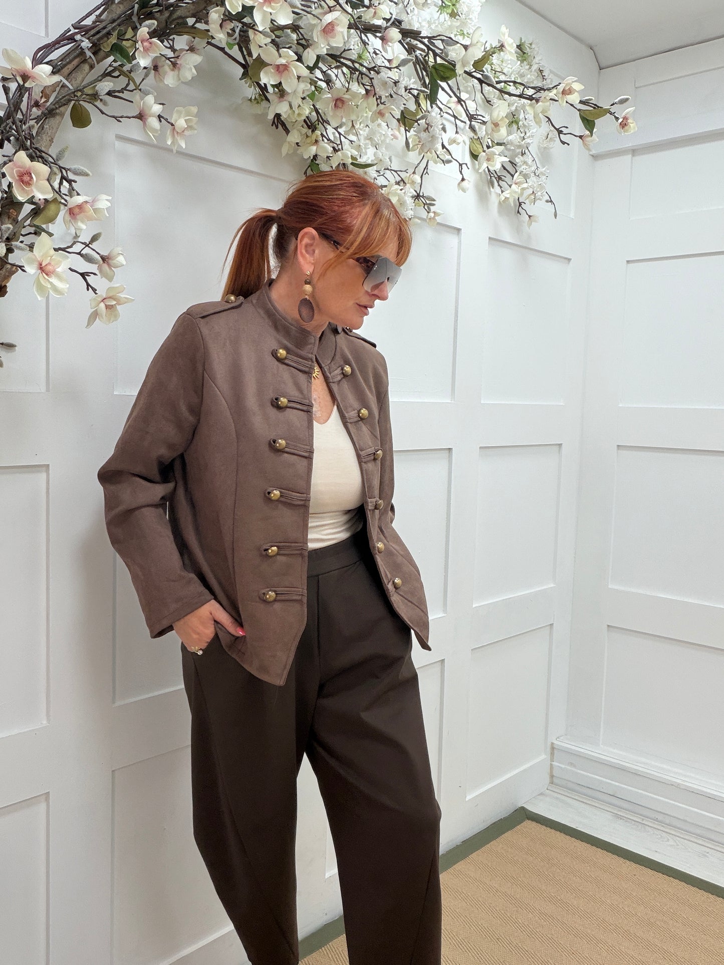 Marianne : Military style button detail blazer jacket . One size: 12-16. 4 colours