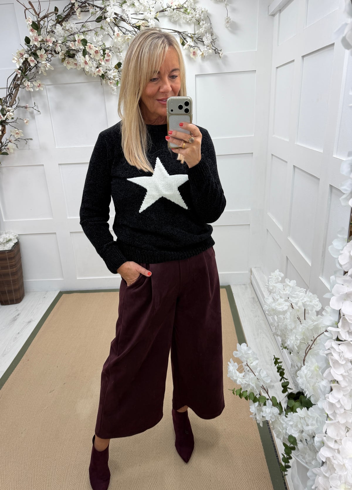 Sara: Soft star knit. One size: 10-16. 4 colours