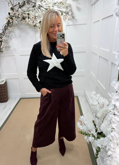 Sara: Soft star knit. One size: 10-16. 4 colours