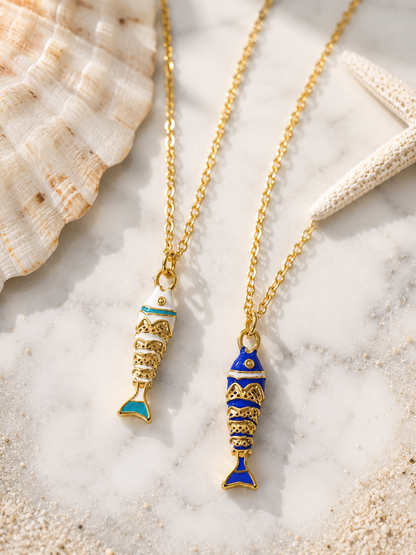 Ariel: 18k gold plated fish necklace. 3 colours